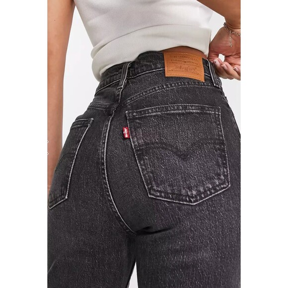 Levis Premium Womens Denim Jeans 70s High Rise Flare Black Gray Wide Leg NWT - Picture 13 of 13